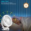 Battery Operated Clip on fan with Camping Lantern, 4 Speeds & Timer, 10000mAh Battery Operated Clip Fan for Bed, Outdoor Travel, Golf Cart - White