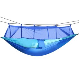 Portable Nylon Swing Hanging Bed Outdoor Hiking Camping Hammock (Color: Blue)