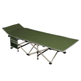 Portable Folding Camping Cot with Storage, Gray (Color: Green)