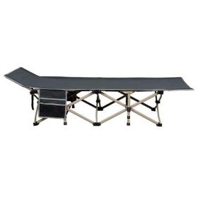 Portable Folding Camping Cot with Storage, Gray (Color: Gray)