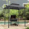 Outdoor Grill Gazebo 8 x 5 Ft;  Shelter Tent;  Double Tier Soft Top Canopy and Steel Frame with hook and Bar Counters